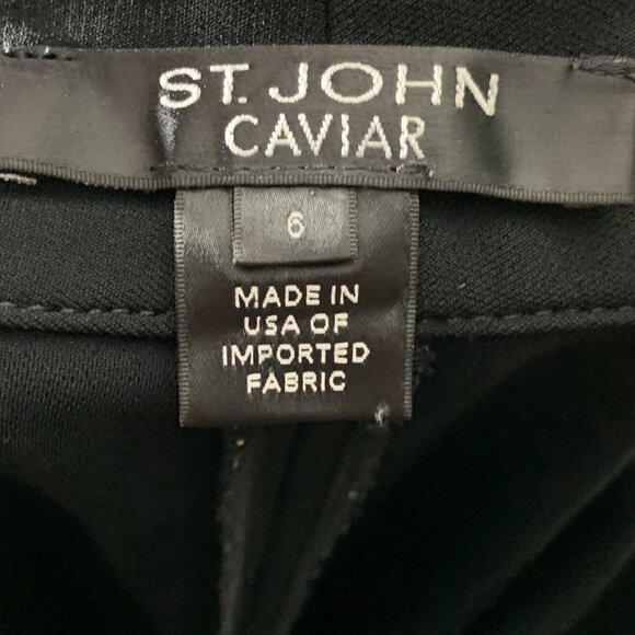 St John Size 6 Pants Caviar Diane Black Straight Leg Cropped 26" Inseam Slacks - Picture 3 of 4